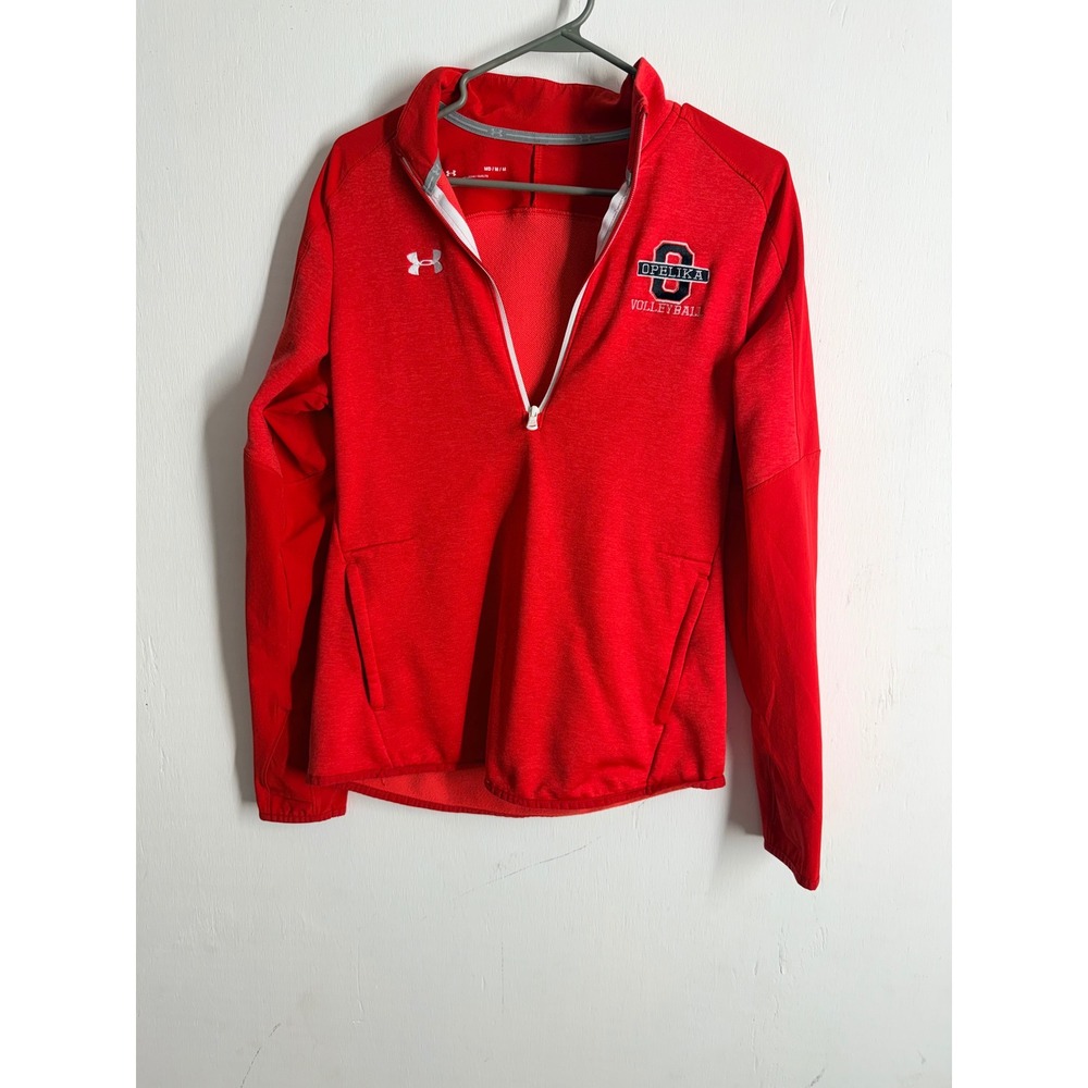 Under Armour Opelika Volleyball ColdGear Quarter Zip Pullover Red Mens Medium